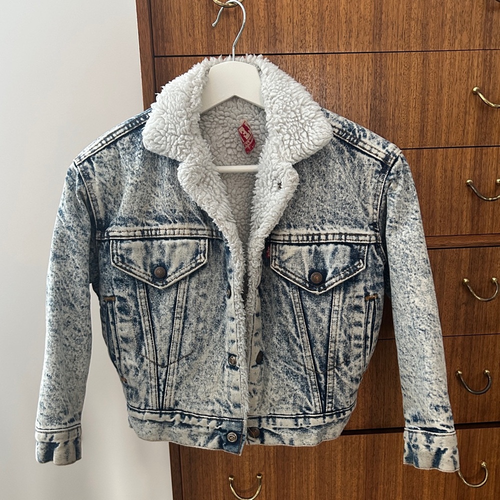 Levi's Kids Acid Wash Denim Jacket with Sherpa Lining